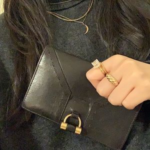 SOLD - YSL Muse travel wallet in black leather & antique gold hardware